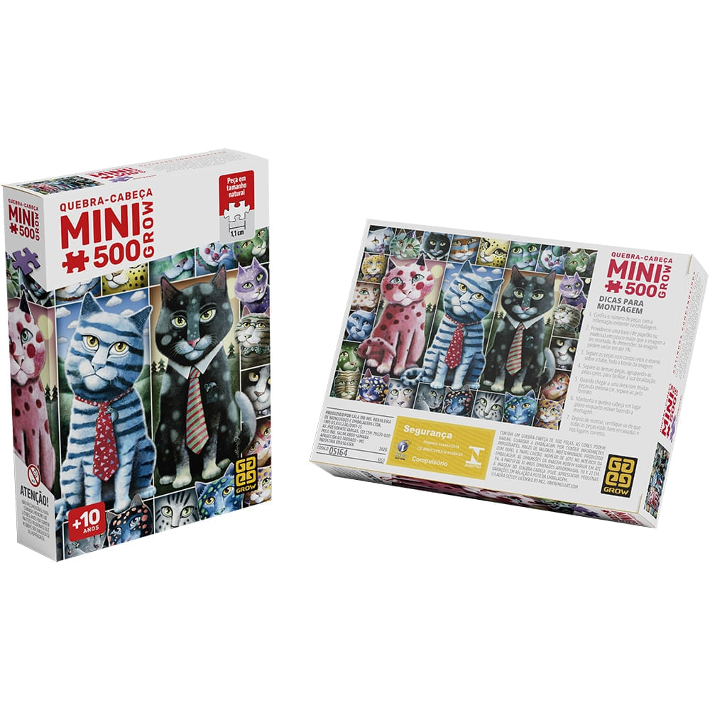 Foto 2 de Mini Quebra-Cabeça 500 peças Gatinhos Companheiros