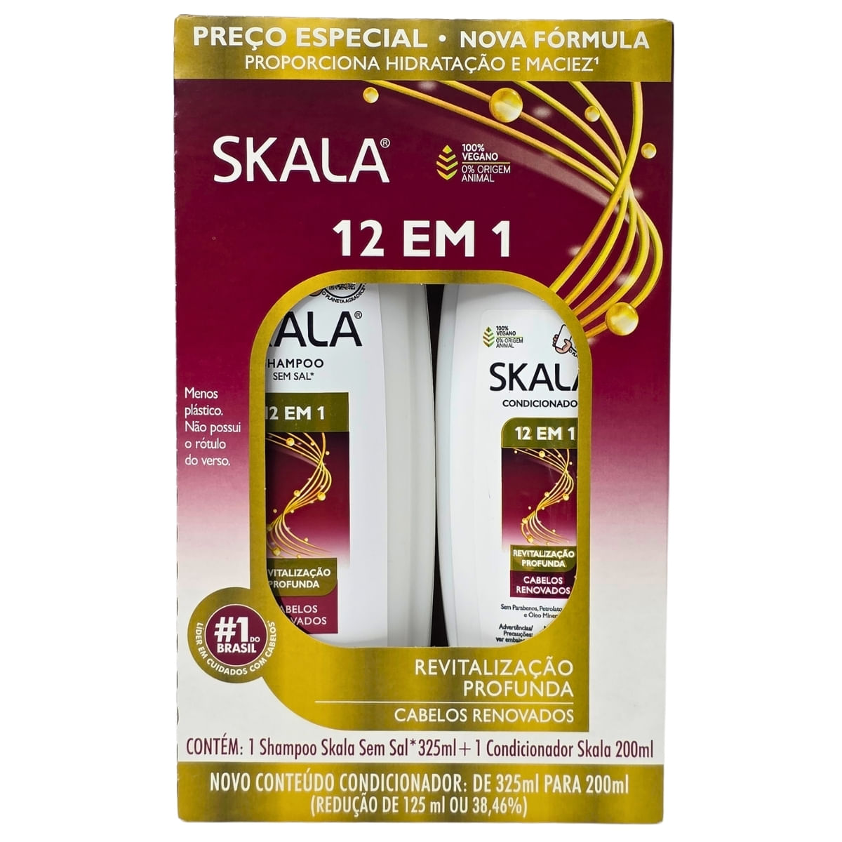 Kit Shampoo 325ml + Condicionador 200ml 12 em 1 Revitalização Profunda Skala
