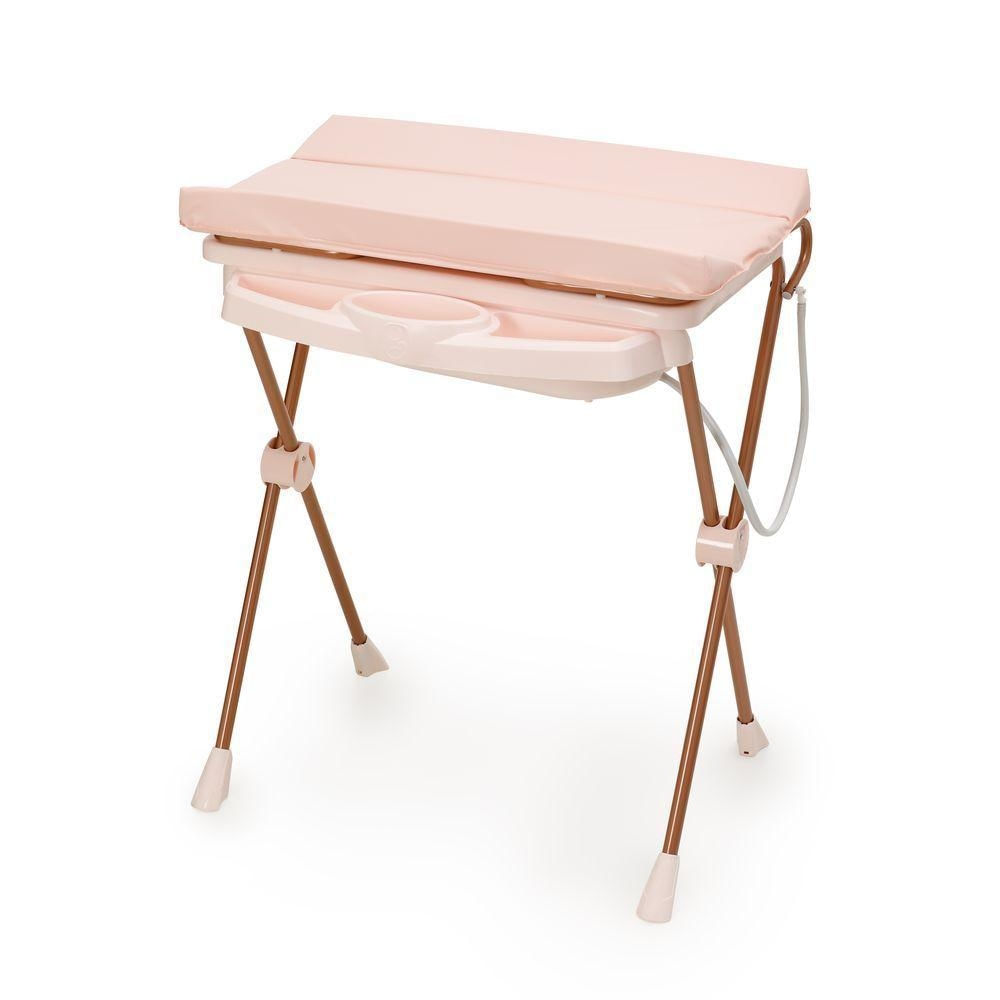 Banheira de Bebê Plástica Galzerano Classic 7045 com Trocador e Suporte Rosê