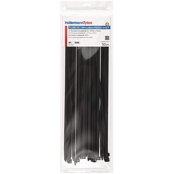 Abraçadeira de nylon 377mm x 7,6mm, Preta, 010113439, Hellermanntyton PT 50 UN