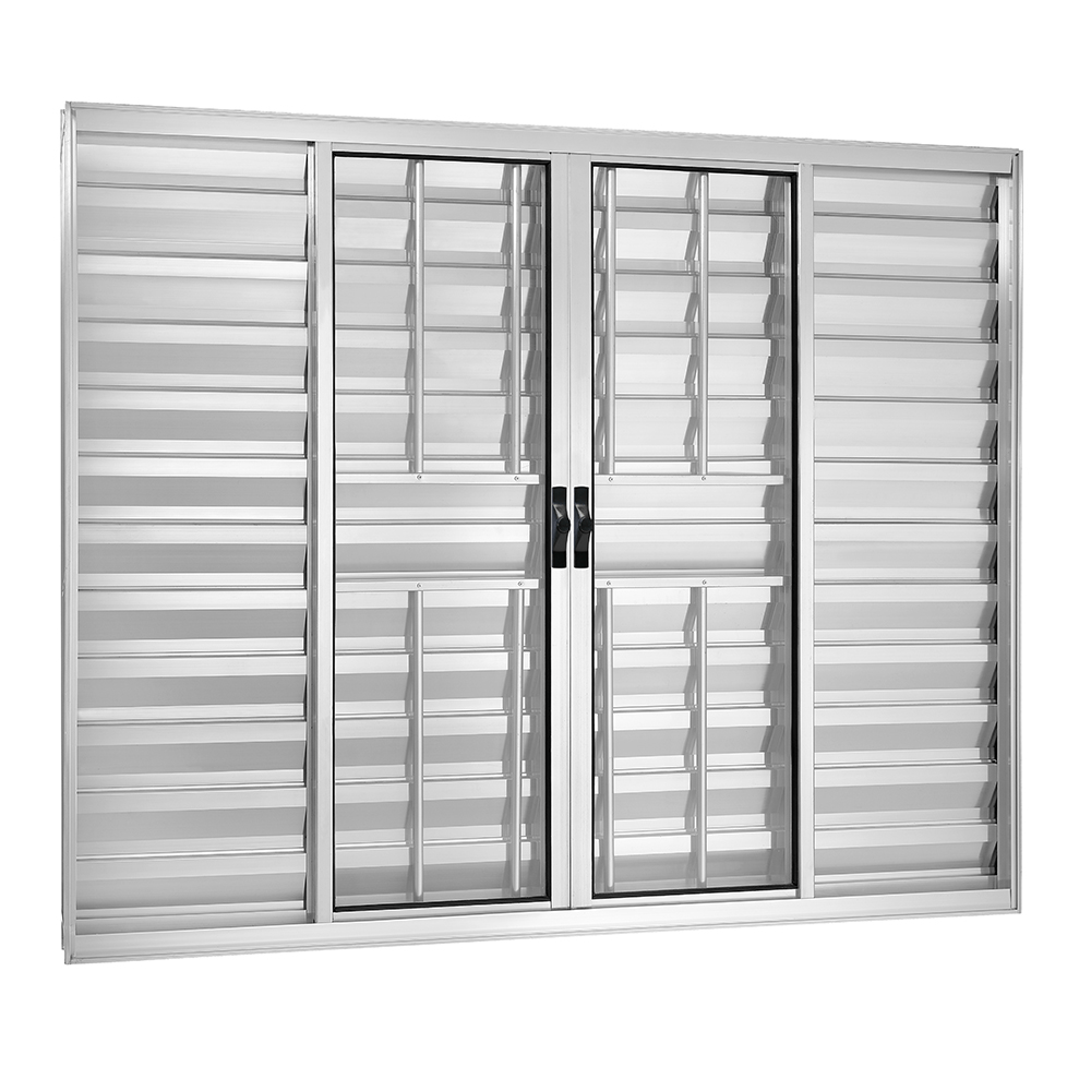 Janela Veneziana De Correr 6 Folhas Móveis Com Grade Vlis 100x150 Brilhante Fortsul Esquadrisul