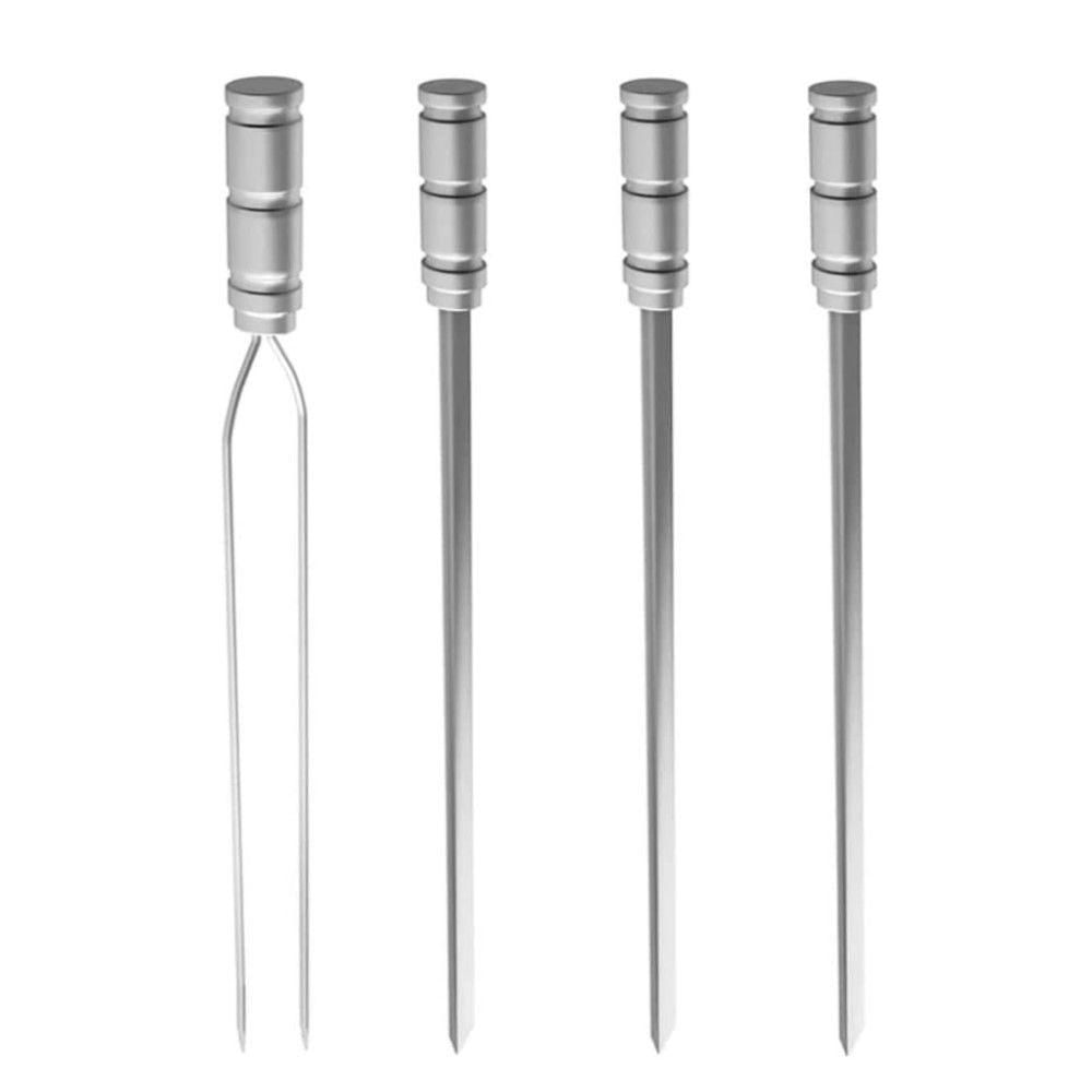Kit De 4 Espetos Em Aço Inox 1 Duplo + 3 Simples Qualinox