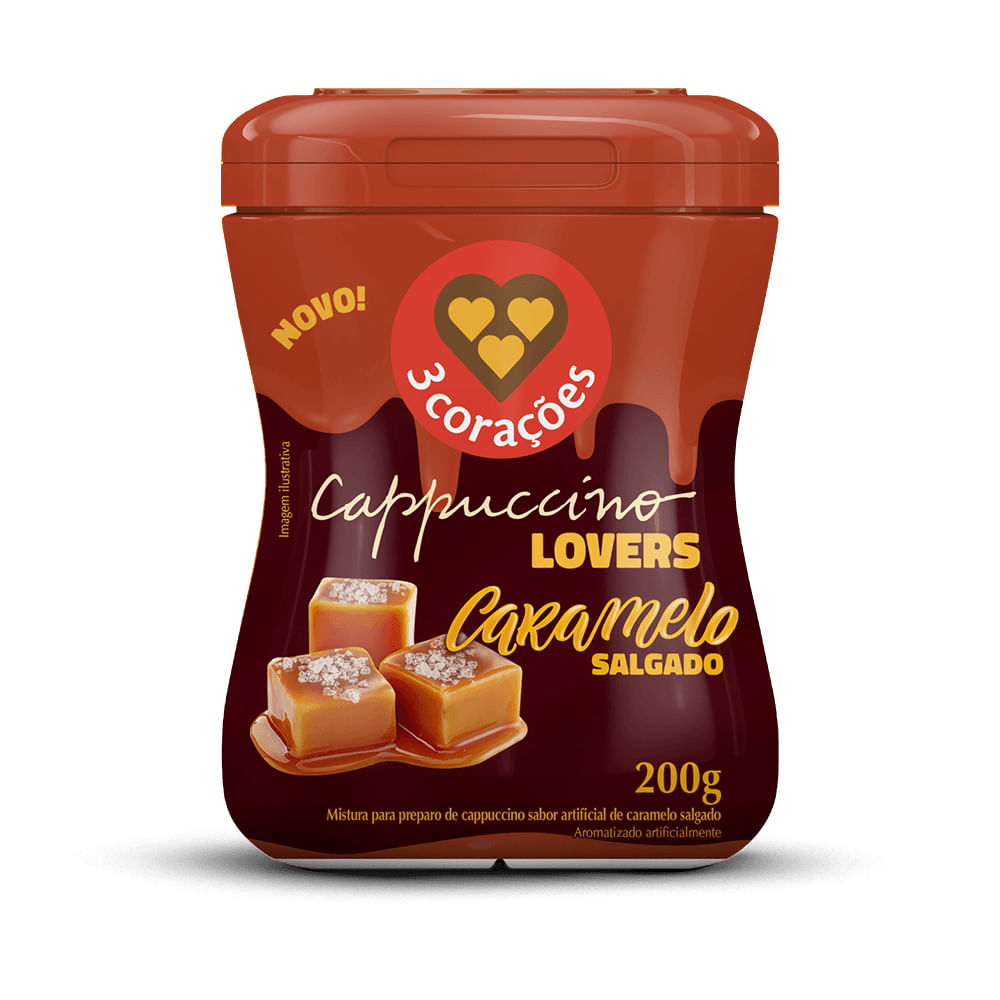 Cappuccino Caramelo Salgado 3 Corações Pote 200g