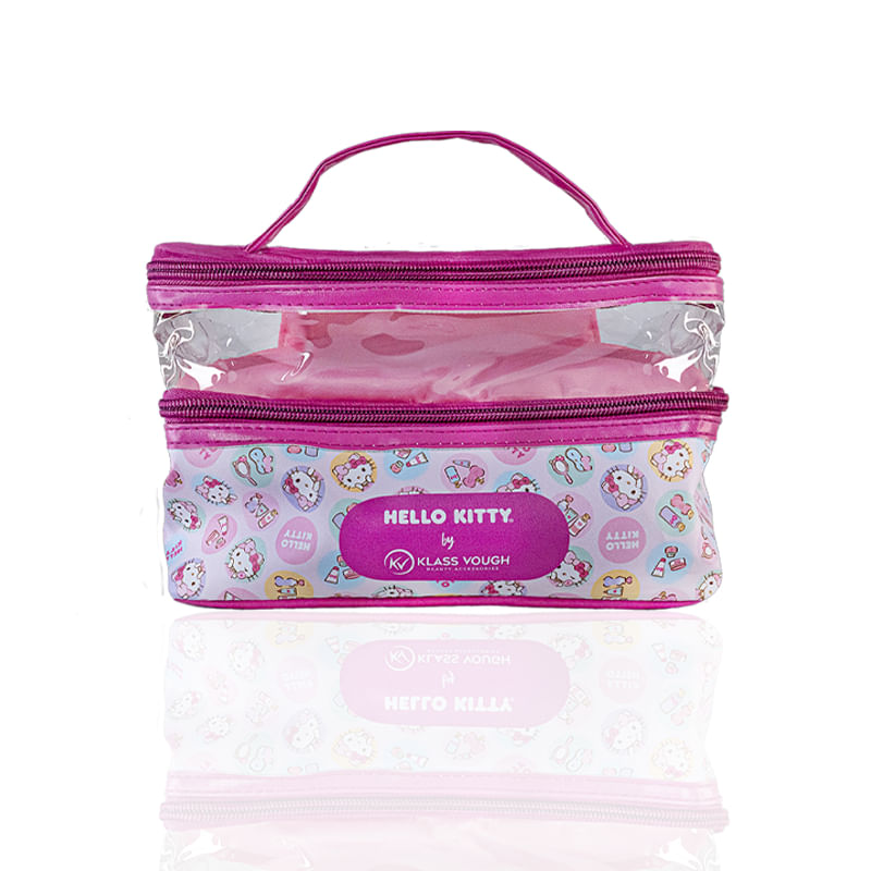 Necessaire Transparente Hello Kitty Organizadora de Pincéis para Maquiagem