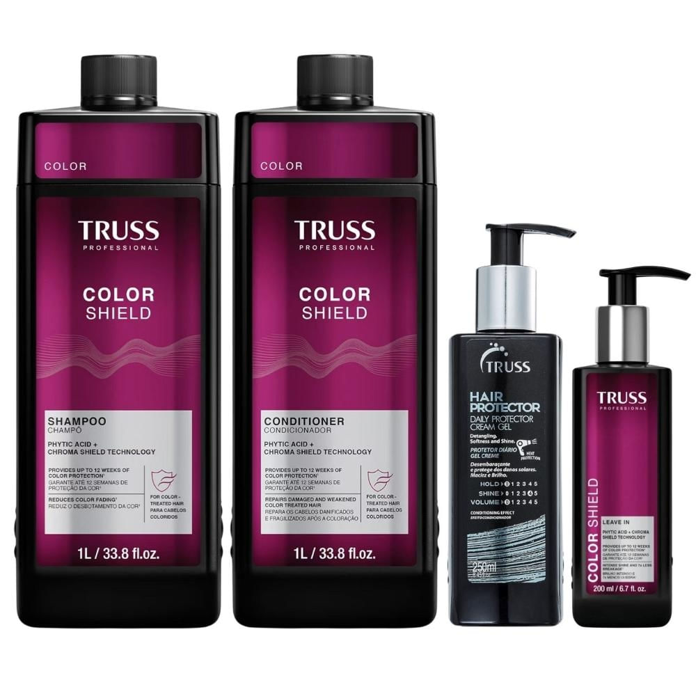 Kit Truss Color Shield - Shampoo & Condicionador 1 Litro & Leave-In 200ml + Hair Protector 250ml