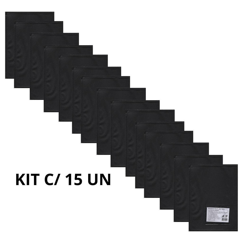 KIT 15 PASTA CATÁLOGO 10, 30, 50, E 100 ENVELOPES PRETA