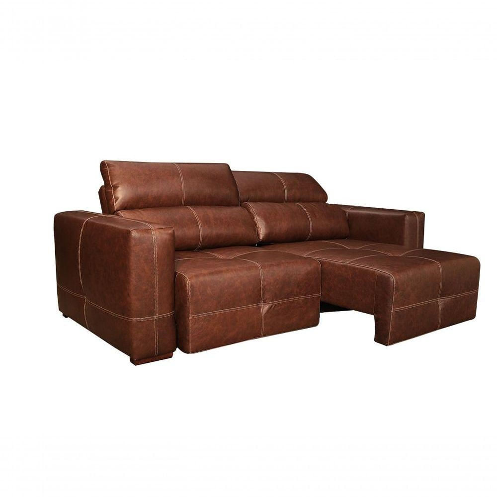 Foto 4 de Sofá Adena 2 Lugares Retrátil e Reclinável 252cm Soft Tabaco Couro Mempra Móveis