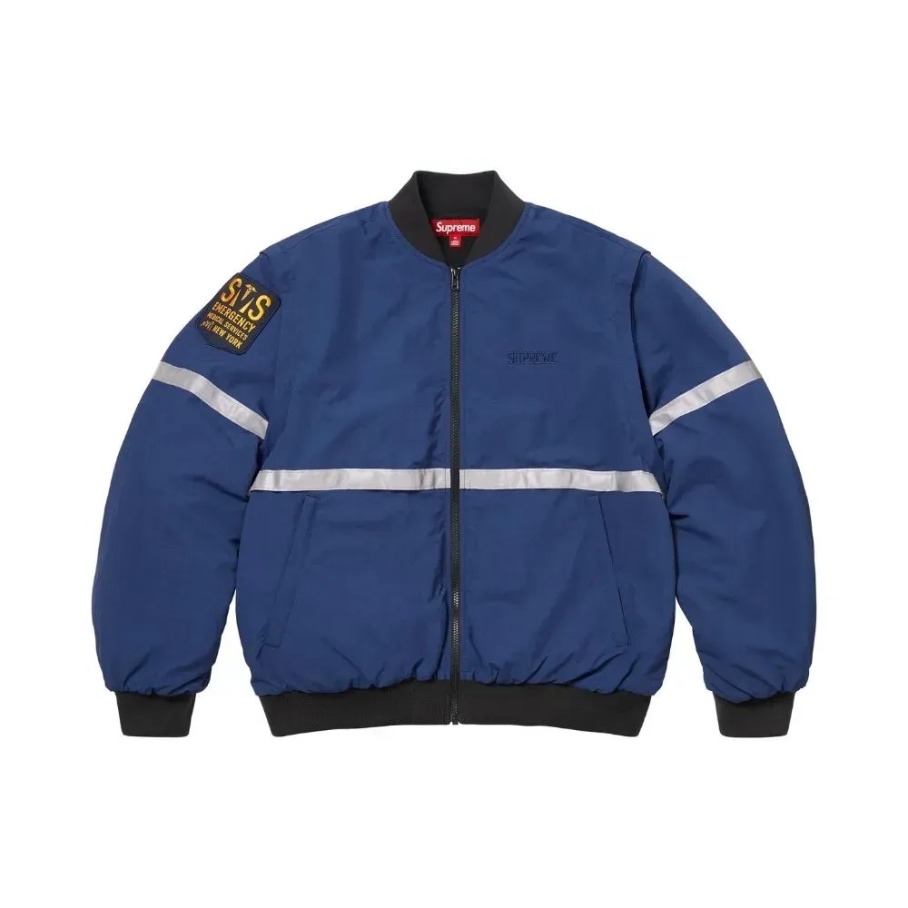 Jaqueta Supreme Zip-Off Sleeve Reflective Stripe Navy SS26-W5 — P / G / XG, Novo