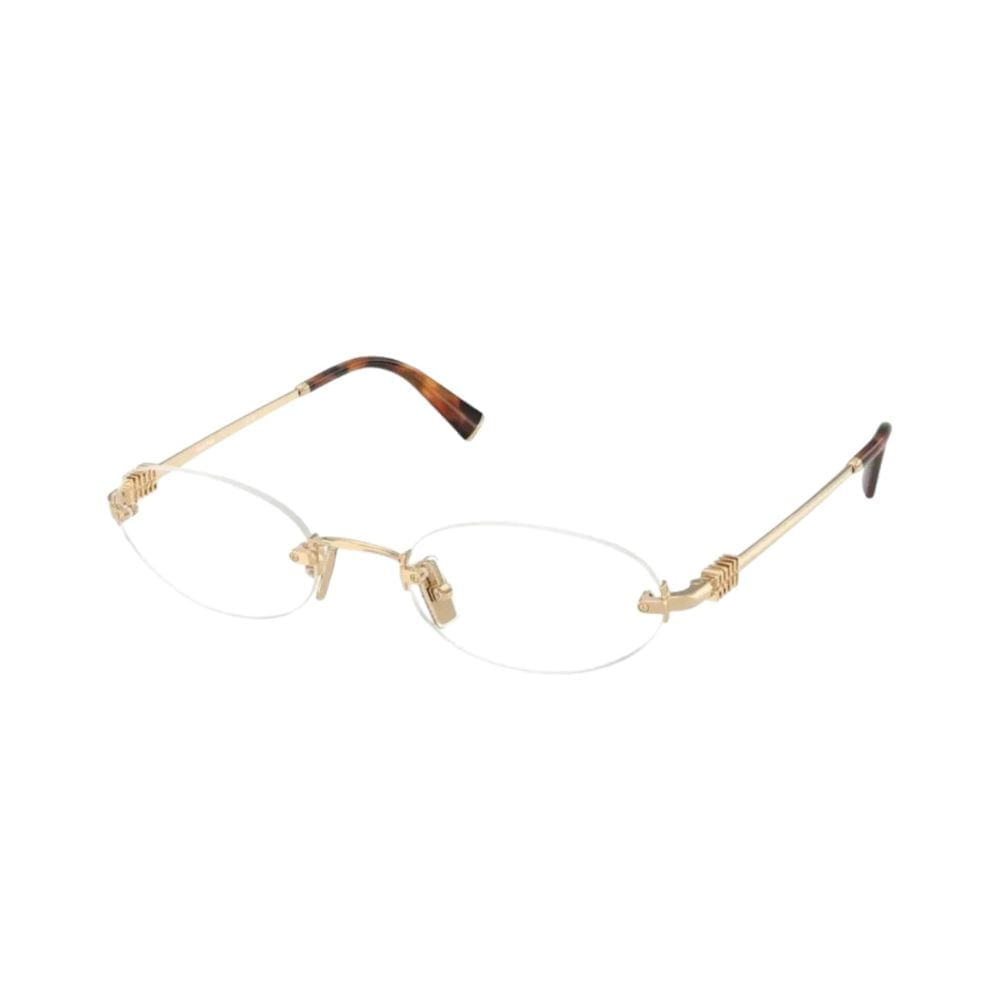 Kit Óculos de Grau Feminino Miu Miu Oval MU 53WV Dourado 53 com Lente Filtro Azul