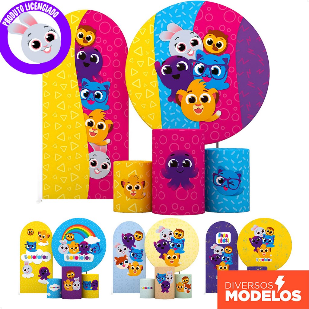 Capa Cilindro + Painel de Festa Decoração Bolofofos Festa Aniversário Sublimado Com Elástico