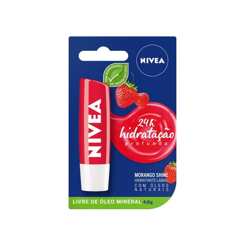 Nivea Hidratante Labial Morango Shine 4,8G (4005808850839)