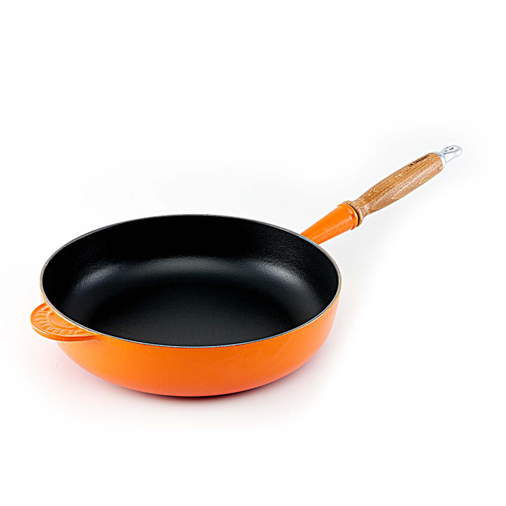 Frigideira Sauté com Cabo de Madeira 28 cm Laranja Le Creuset