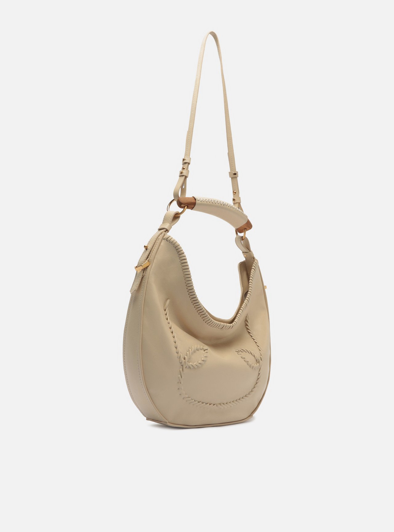 Foto 5 de Bolsa Hobo Branca Couro Média Tressê