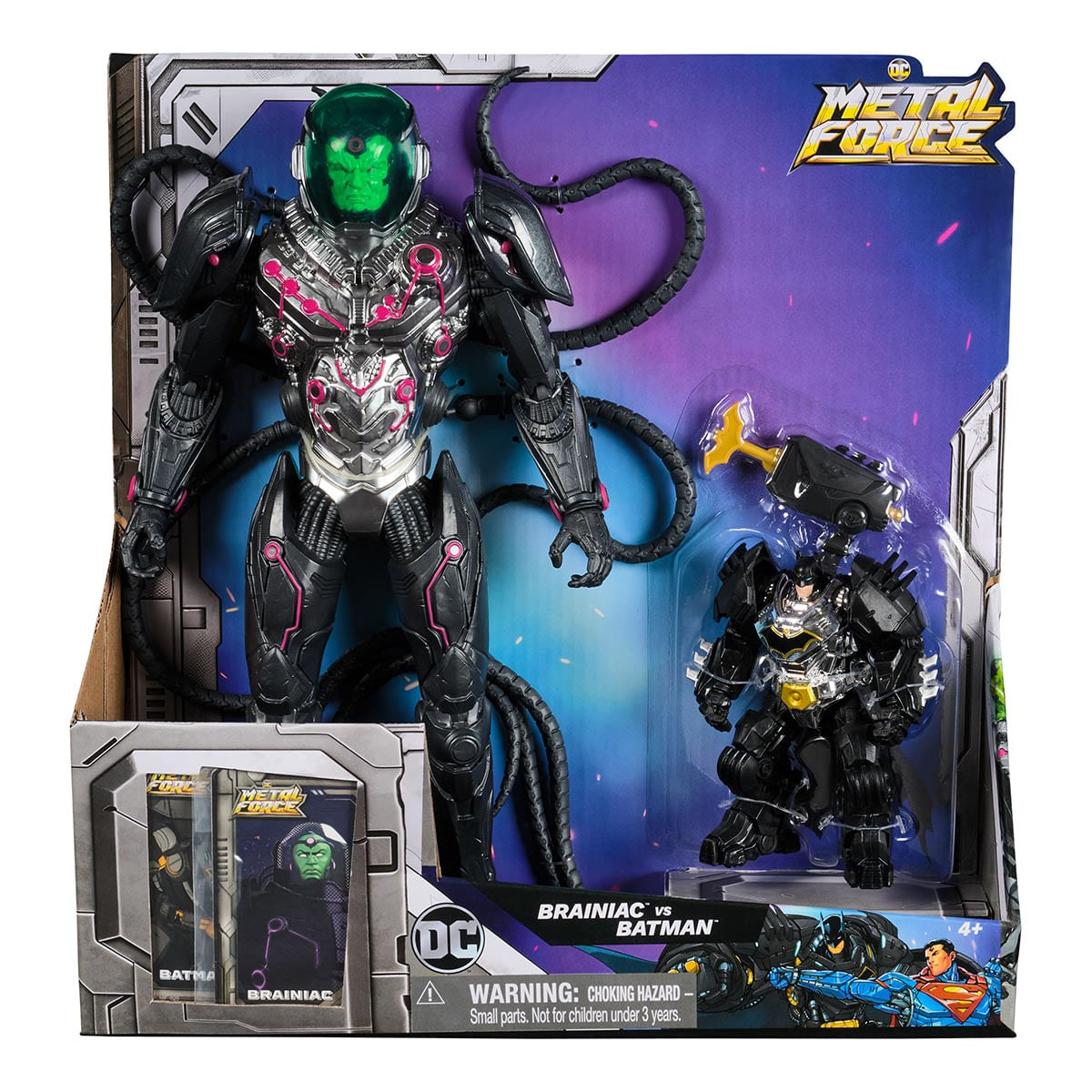 DC Comics, Pack 2 Bonecos Brainiac de 30cm vs Batman de 10cm
