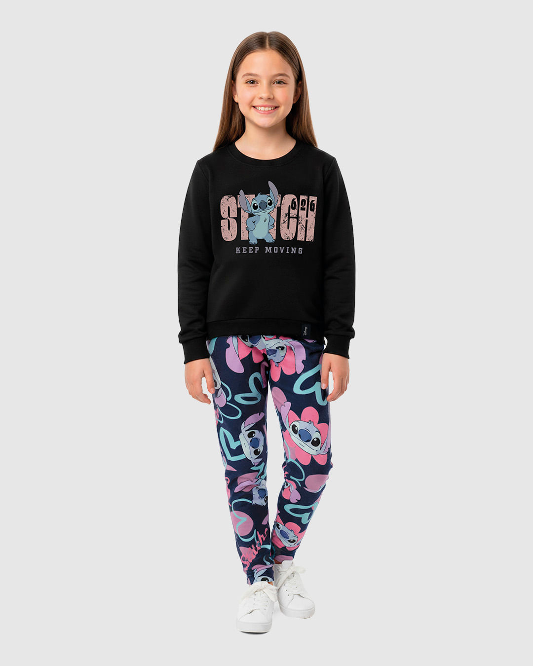 Blusão Infantil Menina Especial Stitch Em Moletom Flanelado Malwee Kids — Preto - 8