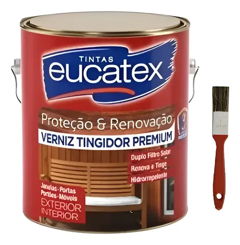 Verniz Eucatex Marítimo 225ml Pequeno Escolha Cor + Trincha Natural Brilhante