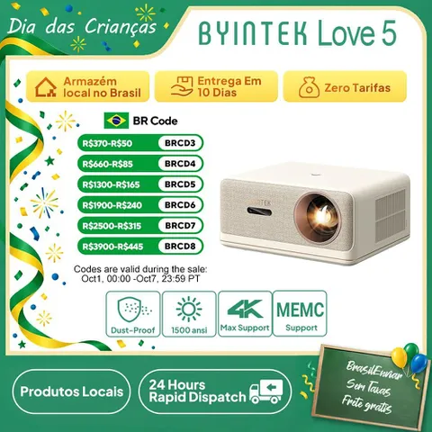 Projetor BYINTEK 4K 1080P 1500 Lumens Android