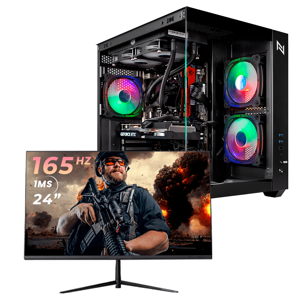 Pc Gamer Completo Black Myth High Ryzen 7 5700, 16GB 3200Mhz, (RTX 4060), SSD 1TB, 600W 80 Plus, Monitor 24 165Hz, Neologic - NLI87920