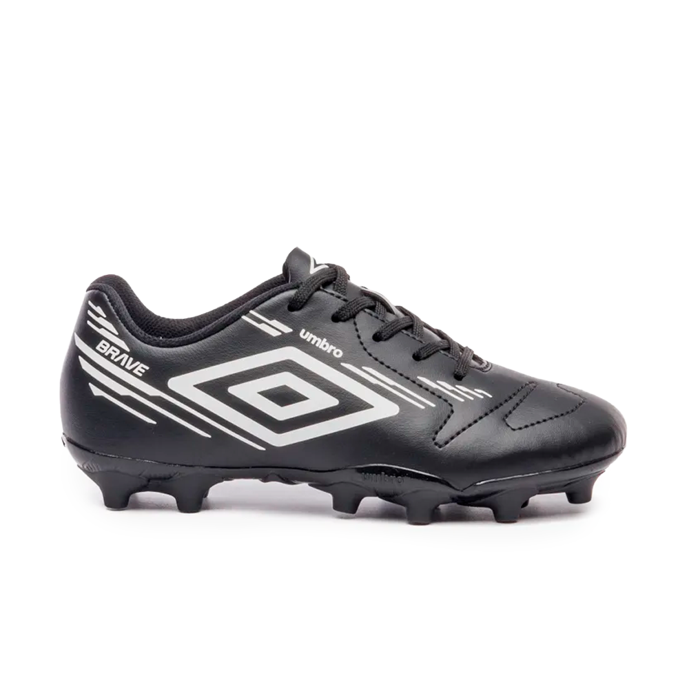 Chuteira Umbro Campo Brave Black White Infantil — 28 / 29 / 30 / 31 / 32 / 33 / 34 / 35, Novo