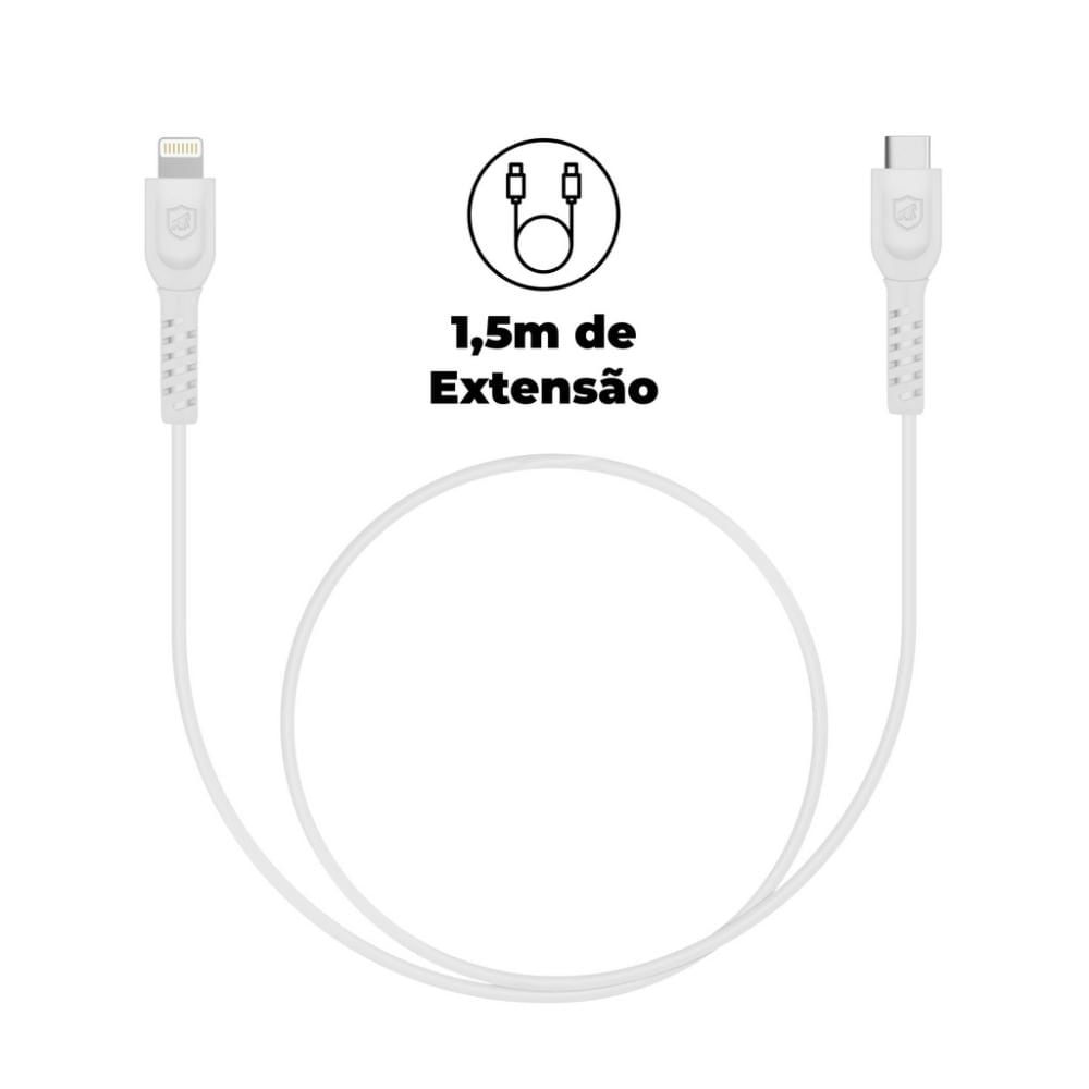 Foto 2 de Cabo Dual Shock Lightning / Type C Branco - 1,2m (MFI Homologado) - GShield