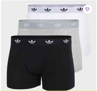 Kit Cueca Adidas Originals c/3 Peças Masculina - Branco+Cinza
