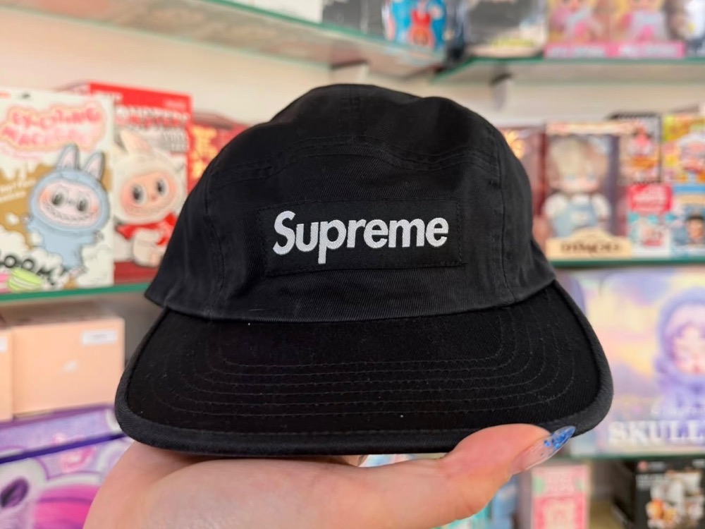 Boné Supreme Washed Chino Twill Camp Black SS26-W1 — Único, Novo