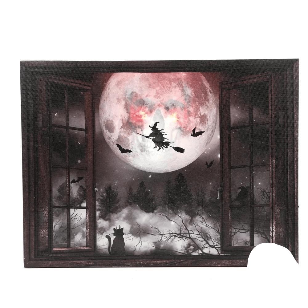 Foto 2 de Decoração Quadro Iluminado Cemitério Bruxa Halloween