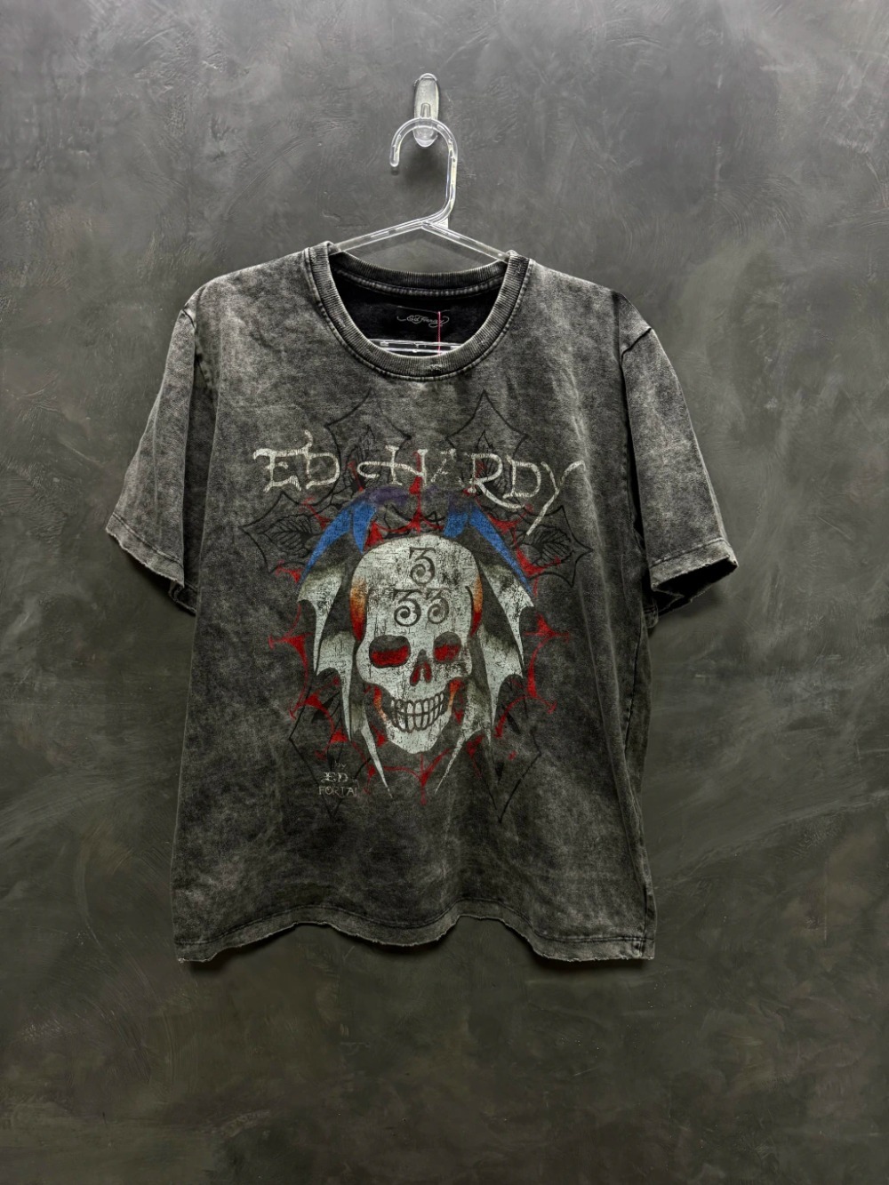 Matuê x Ed Hardy Camiseta Bat Skull Estonado — M, Novo