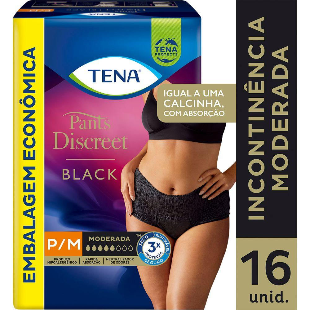 Foto 2 de Calcinha Descartável Tena Pants Discreet Preta P/M com 16un