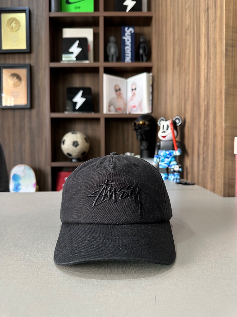 Boné Stussy Mid-Depth Big Stock Snapback Black — Único, Novo