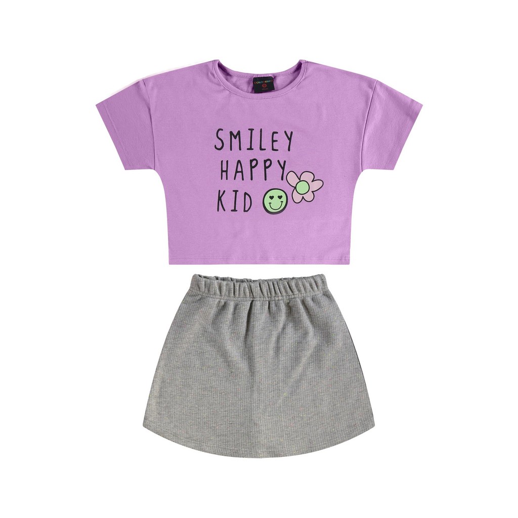 Conjunto Infantil com Blusa e Short-Saia Guloseima