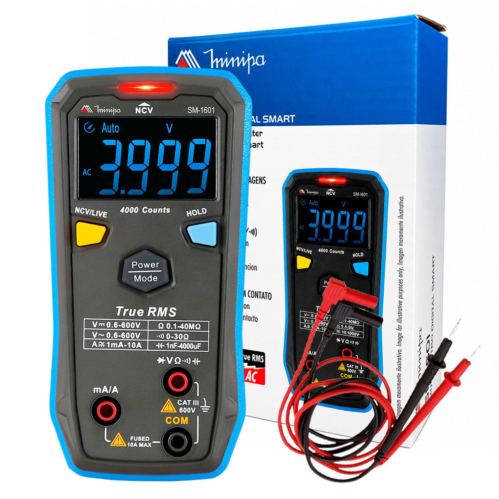 Multimetro Digital True RMS CAT III 600V Minipa SM-1601