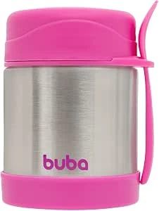 Buba Pote Térmico Com Colher Rosa