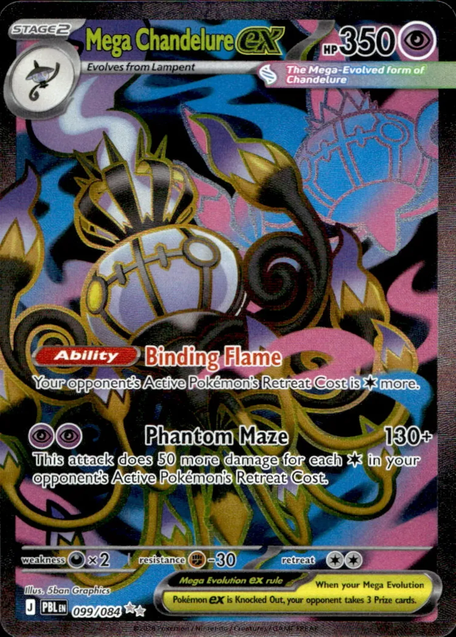 Mega Chandelure ex (99/84) Escuridão Absoluta Pokémon TCG — Near Mint, Novo