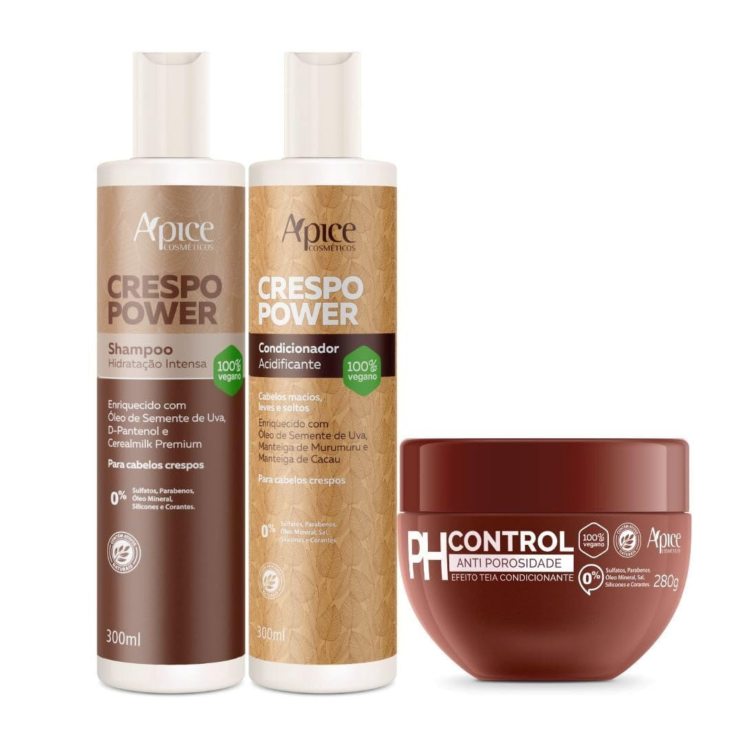 Kit PH Control Acidificante, Shampoo e Condicionador Crespo Apse