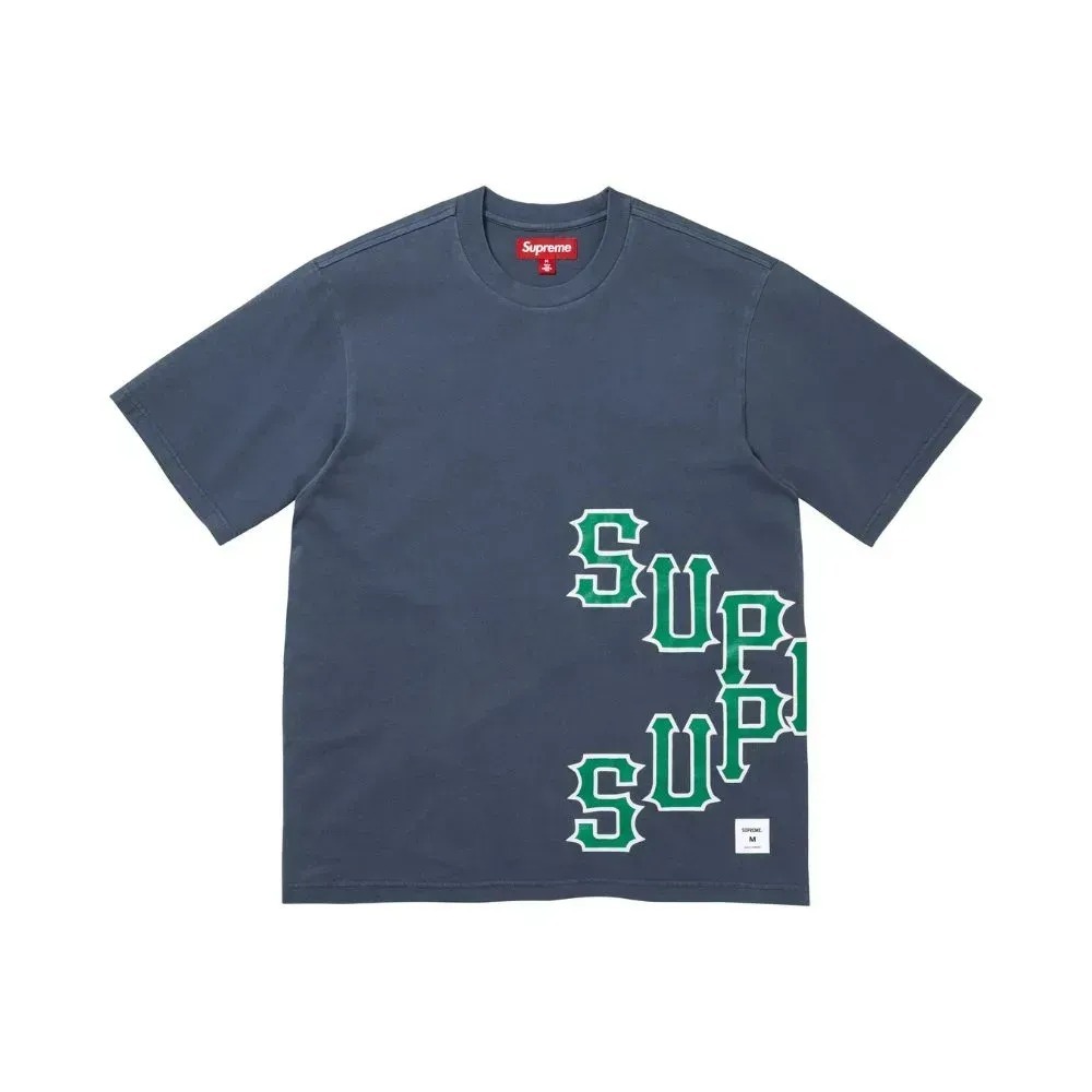 Camiseta Supreme Cracked Spellout S/S Washed Navy SS26-W3 — XG, Novo