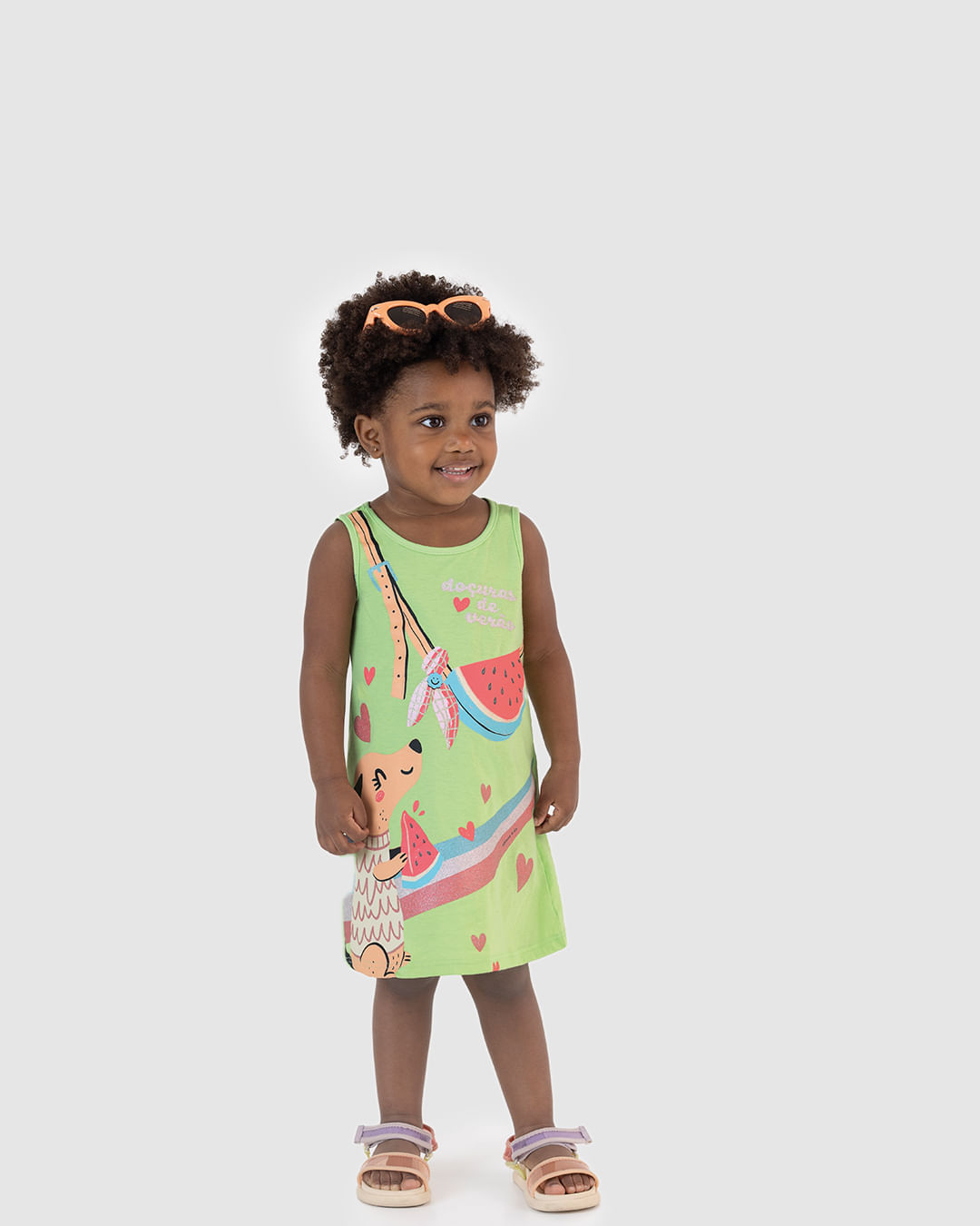 Vestido Infantil Evasê Com Estampa Em Algodão Malwee Kids — Verde - 1