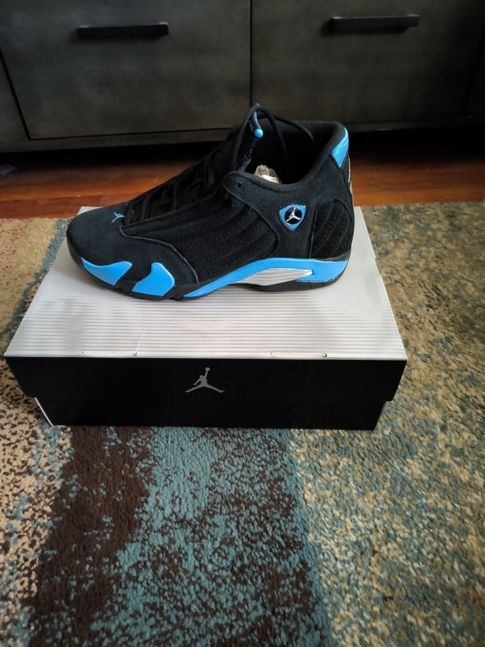 Air Jordan 14 Retro Black University Blue — 38 / 39 / 39.5 / 40 / 40.5 / 41 / 42 / 42.5 / 43 / 43.5 / 44, Novo