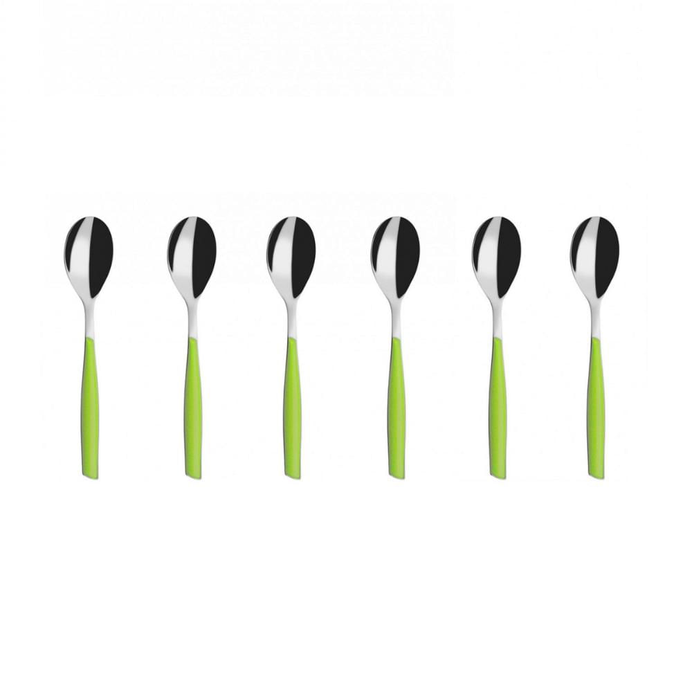 Colher Café 15cm Inox 6 peças Verde Limão Glamour Bugatti