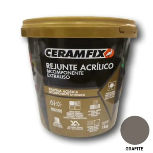 REJUNTE ACRILICO BICOMPONENTE EXTRALISO GRAFITE 1KG CERAMFIX