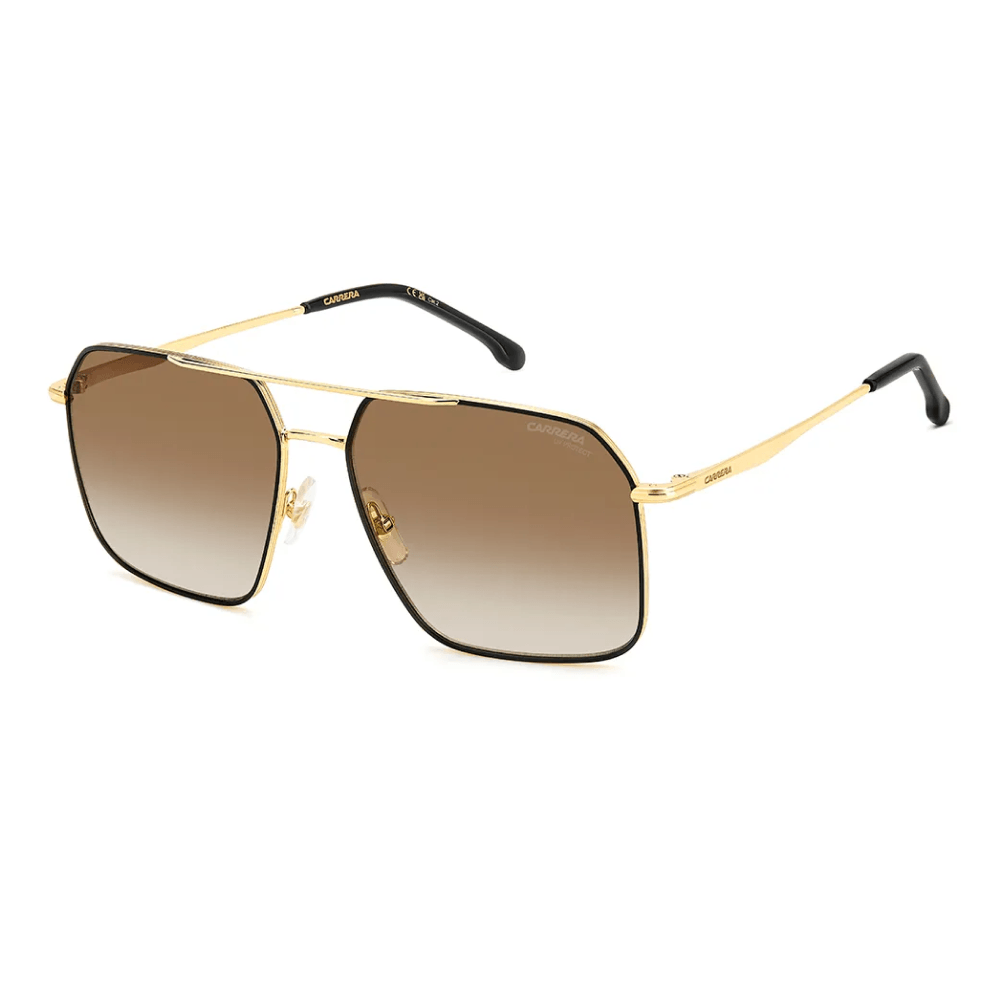 Óculos de Sol Carrera 333/S Masculino Quadrado Metal Preto e Dourado