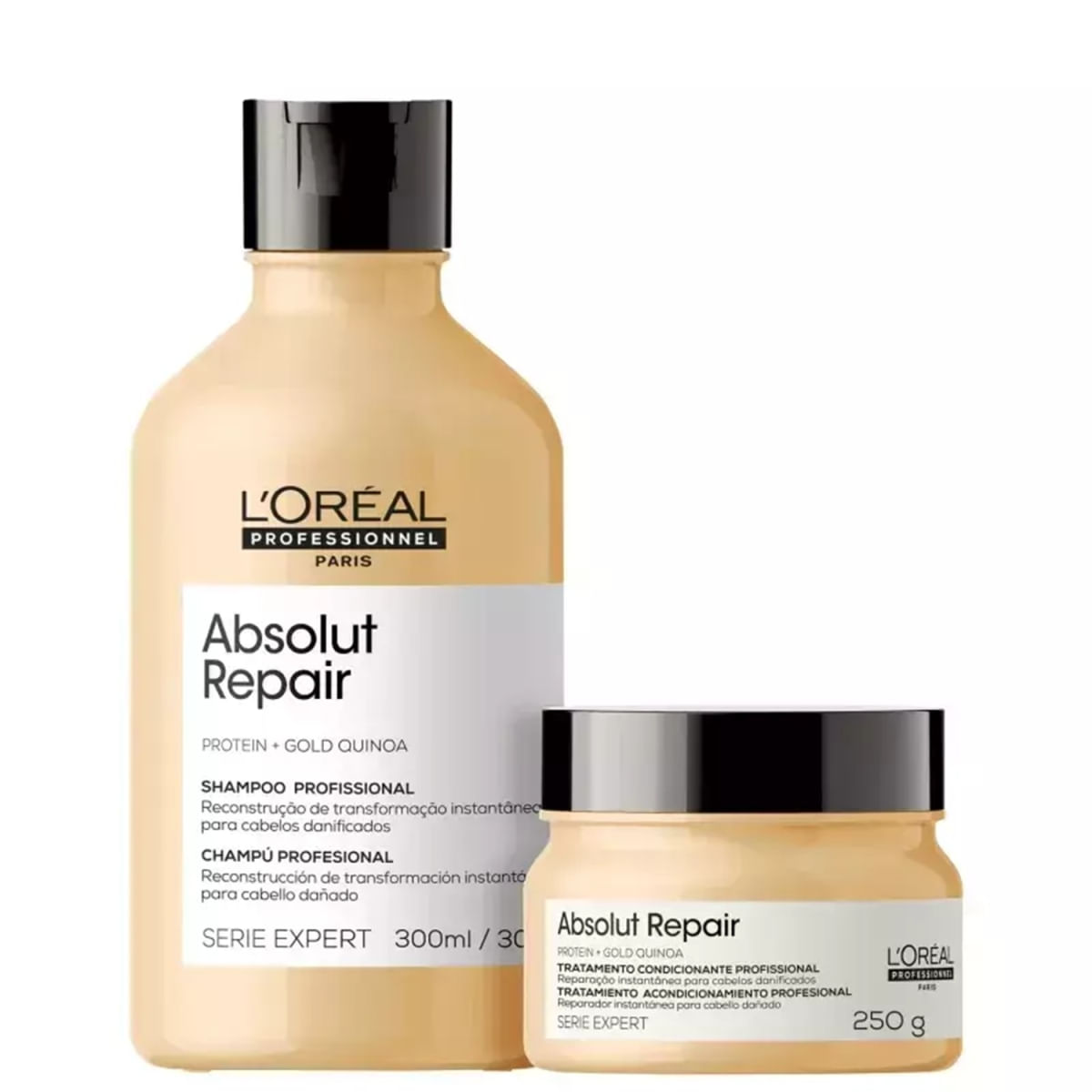 Kit L’Oréal Professionnel Absolut Repair Gold Quinoa + Protein Shampoo 300Ml + Máscara 250G