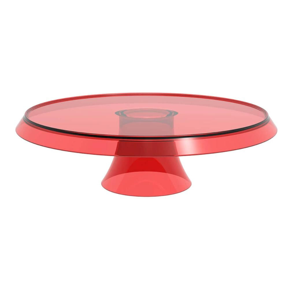 Foto 4 de Boleira Porta Bolo com Cúpula e Pé 25cm Vermelho Transparente Glassy Crippa Doces