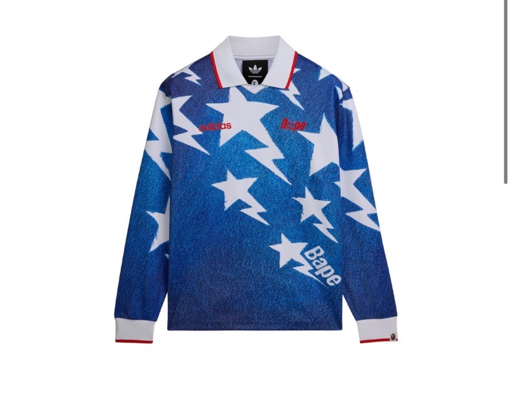 Bape x adidas Camiseta Manga Longa LSL Star Medium Blue Denim — M, Novo