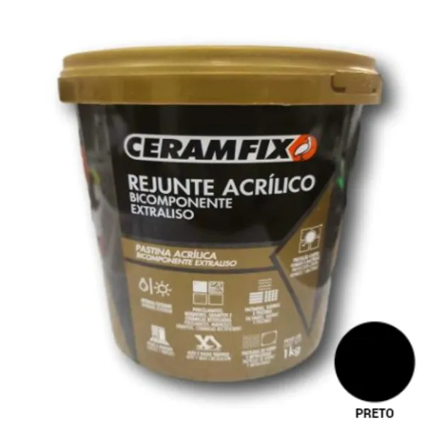 REJUNTE ACRILICO BICOMPONENTE EXTRALISO PRETO 1KG CERAMFIX