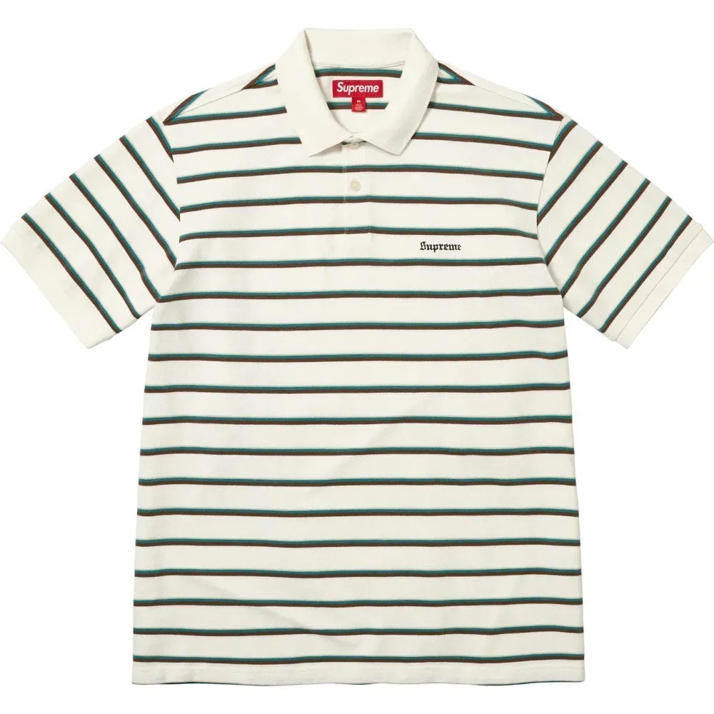 Camisa Supreme Polo Washed Stripe White SS26-W3 — M / G, Novo