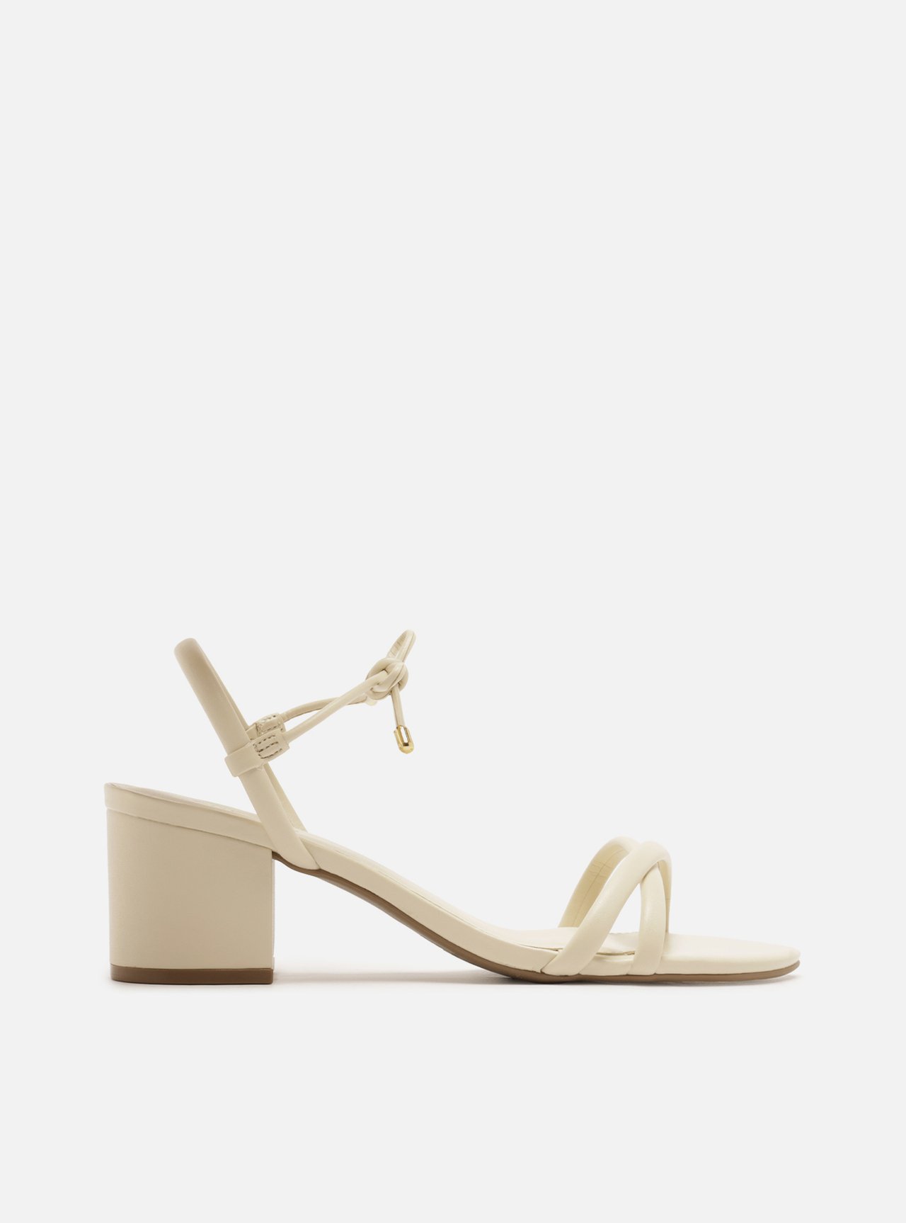 Sandália Off White Salto Bloco Amarração
