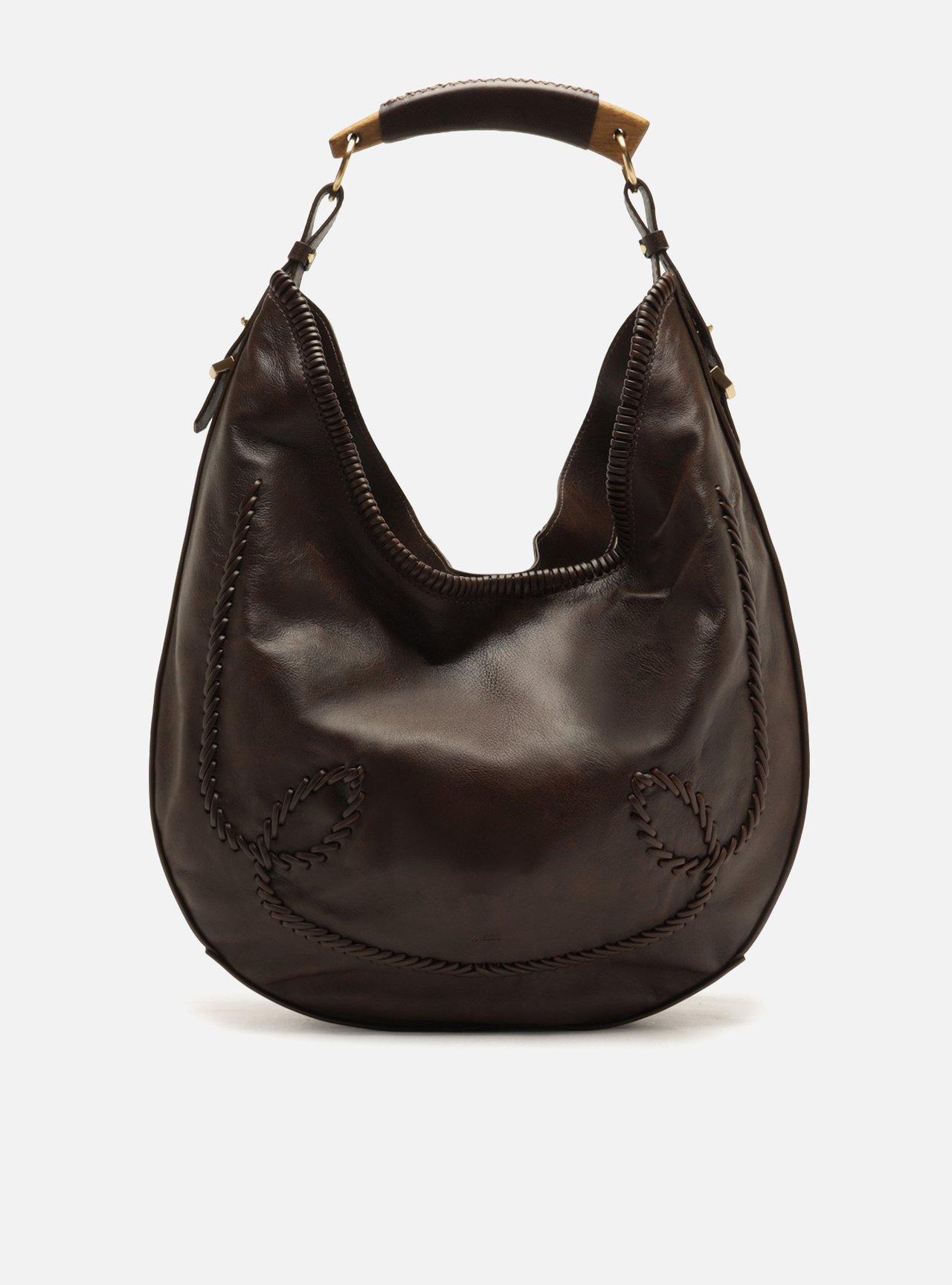 Bolsa Hobo Marrom Couro Grande Tressê