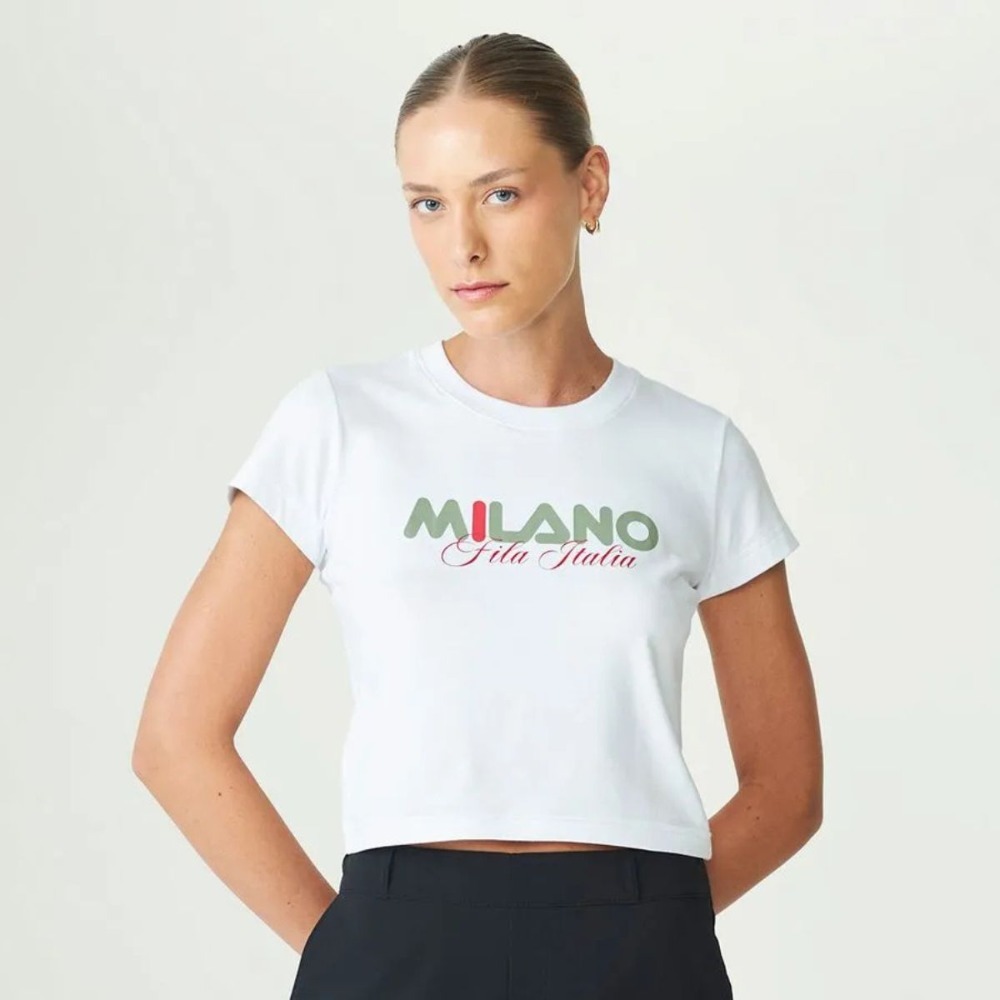 Camiseta Cropped Fila Slim Milano White — P / M, Novo