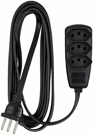 EXTENSAO SORT PP 3X0,75 2P+T 10A PRETO 1,3M - 6PCS DANEVA